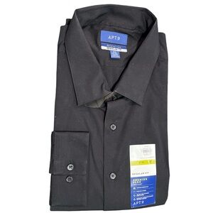 Apt. 9 Men's Black Dress Shirt Regular Fit Stretch Wrinkle Resistant - XXL NWT